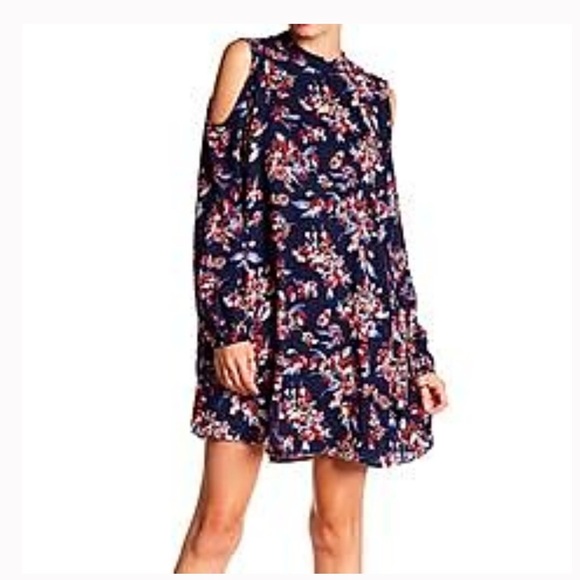 Angie Mock Neck Cold Shoulder Dress - Picture 1 of 6